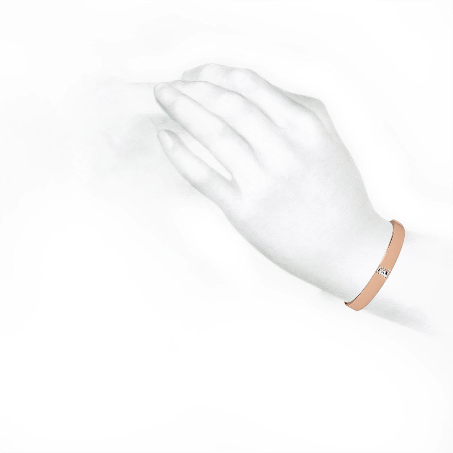 E Letter Alphabet Bangle in 18k Rose Gold — view 3