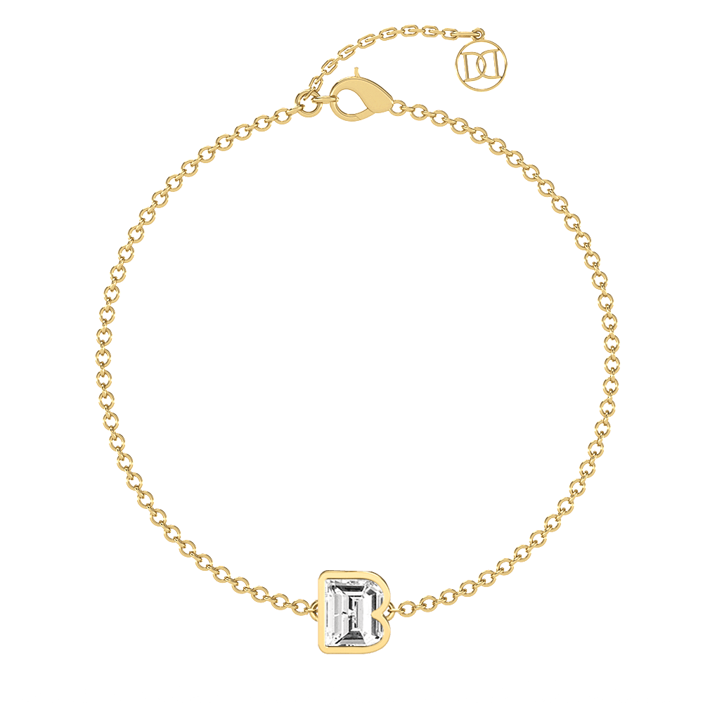 B Letter Alphabet Bracelet in 18k Yellow Gold — view 4