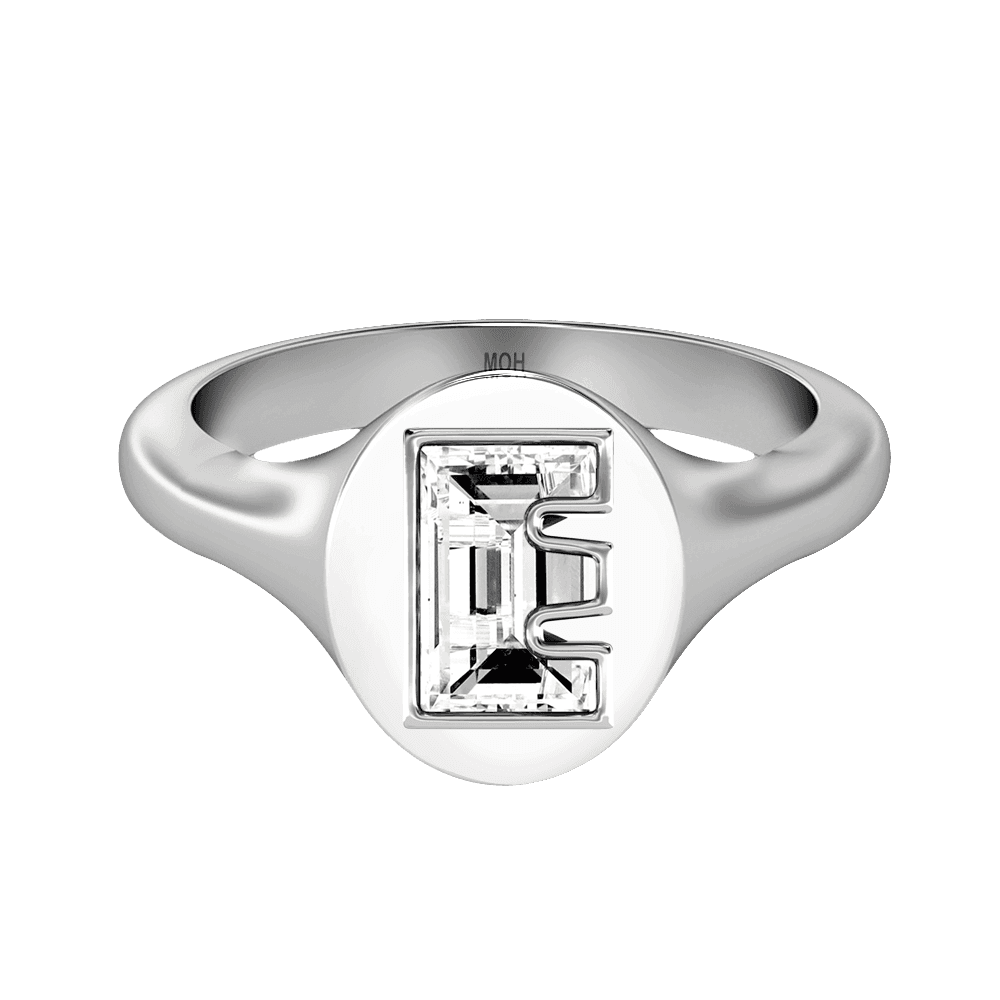 E Letter Alphabet Signet Ring