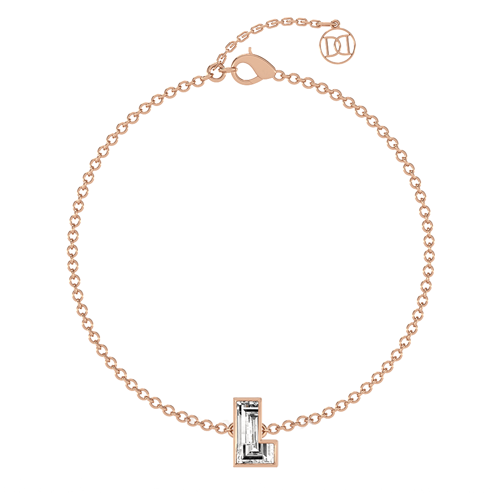 L Letter Alphabet Bracelet in 18k Rose Gold — view 4