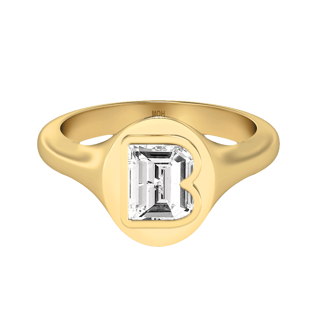 B Letter Alphabet Signet Ring
