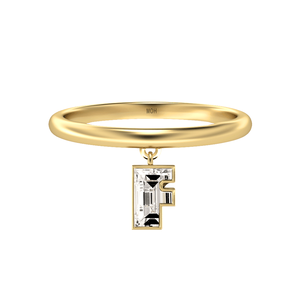 F Letter Alphabet Drop Ring