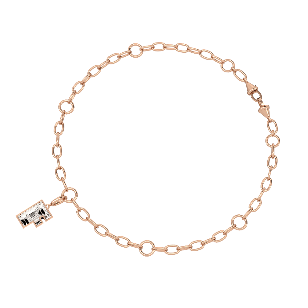 F Letter Alphabet Charm in 18k Rose Gold — view 3