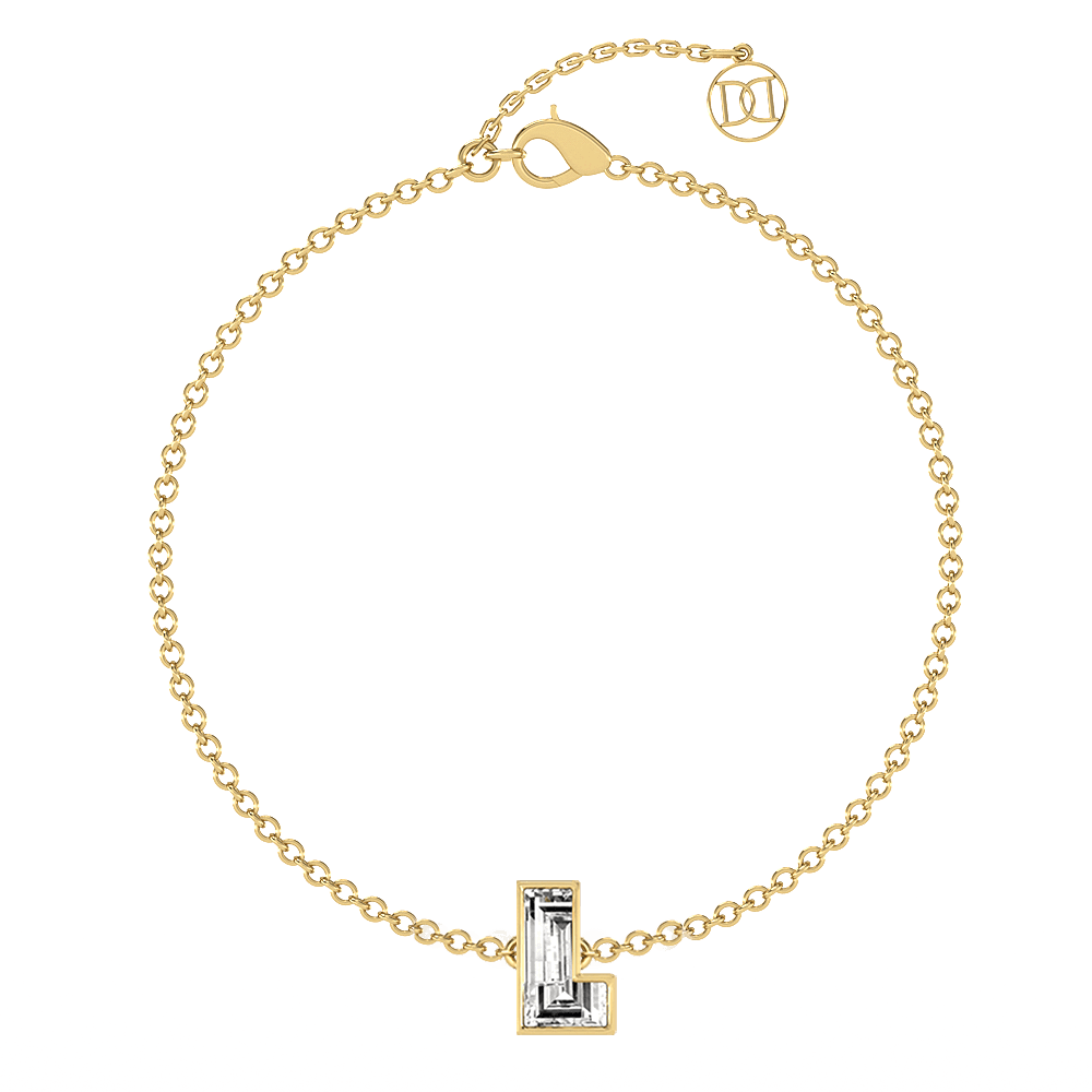 L Letter Alphabet Bracelet in 18k Yellow Gold — view 4