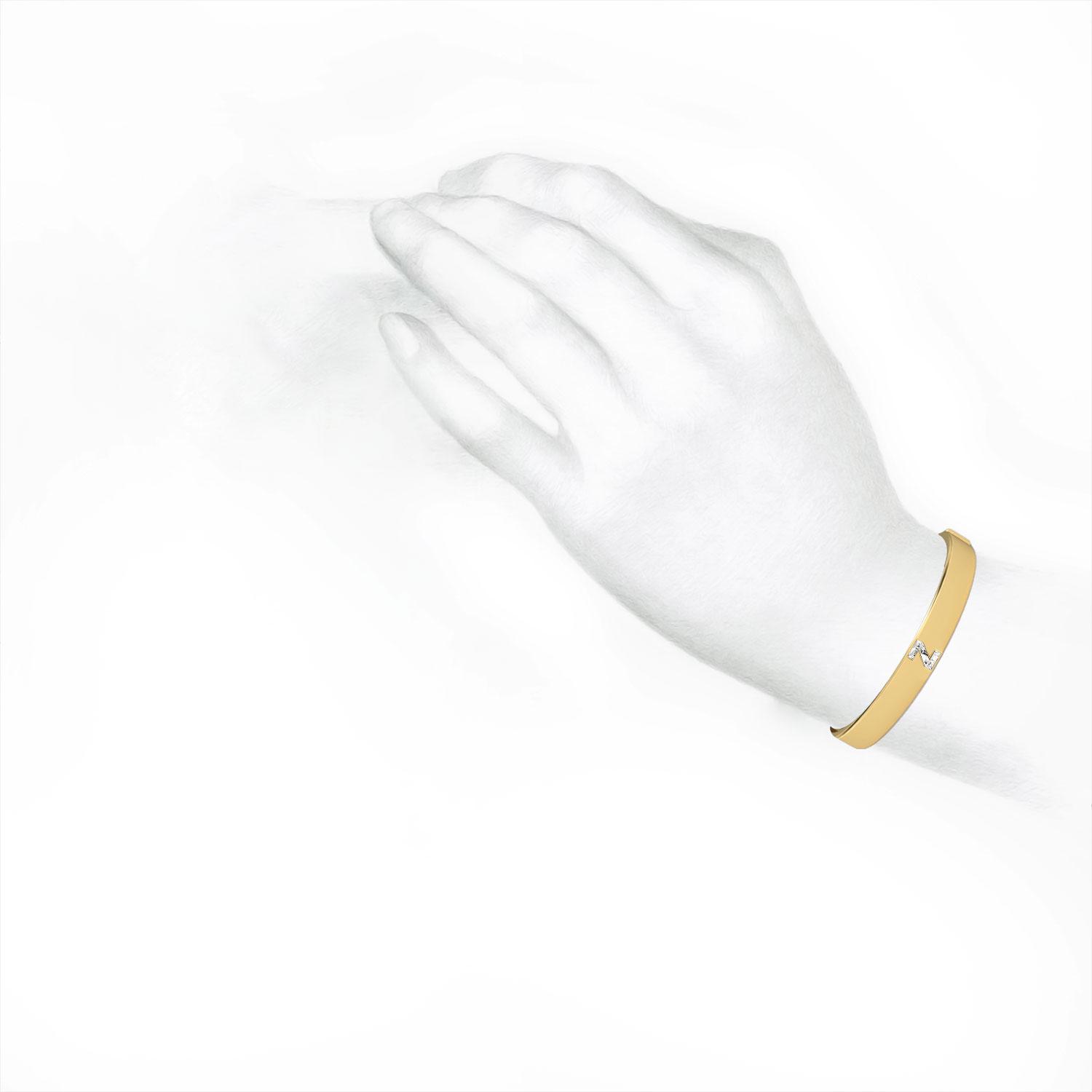 Z Letter Alphabet Bangle in 18k Yellow Gold — view 3