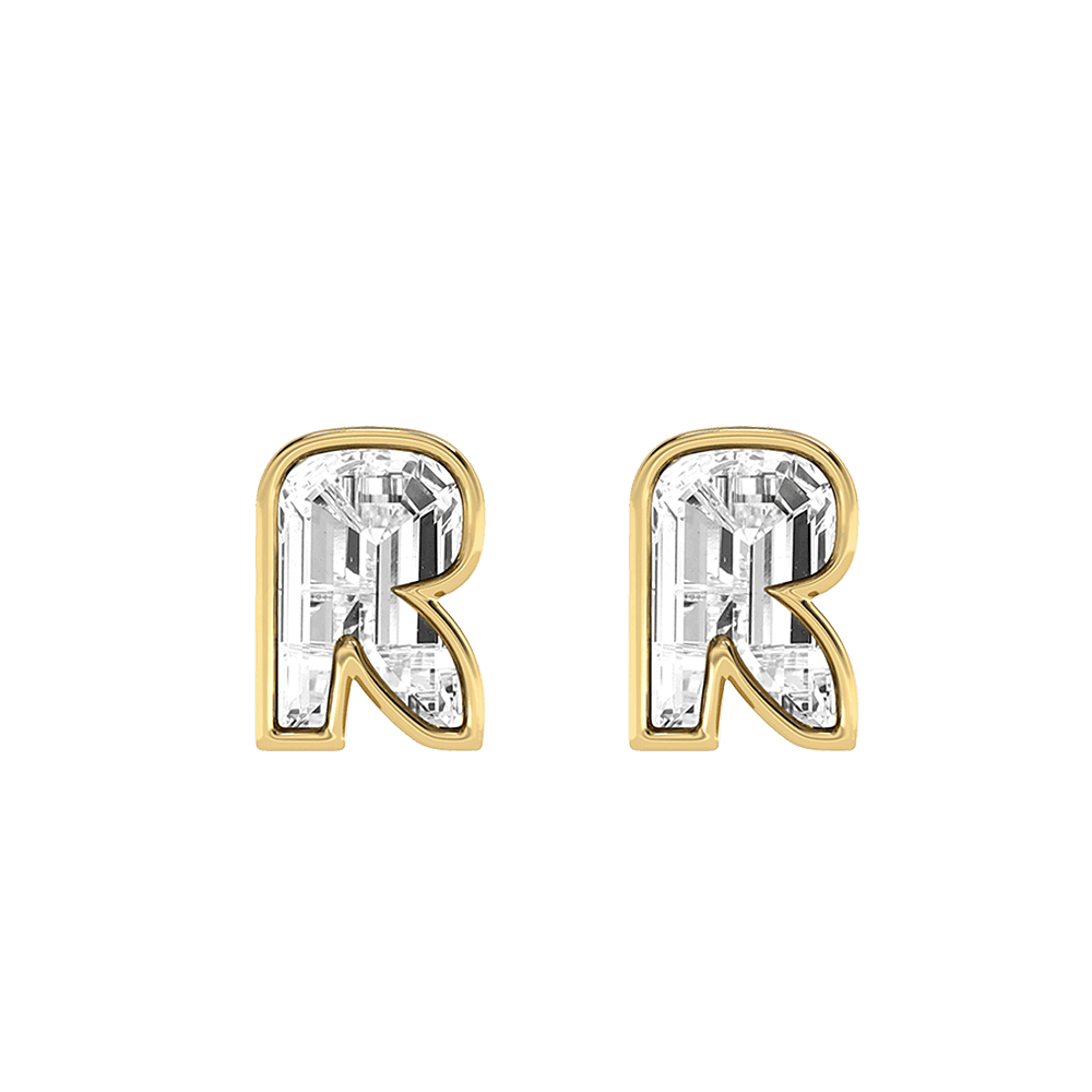 R Letter Alphabet Stud Earrings