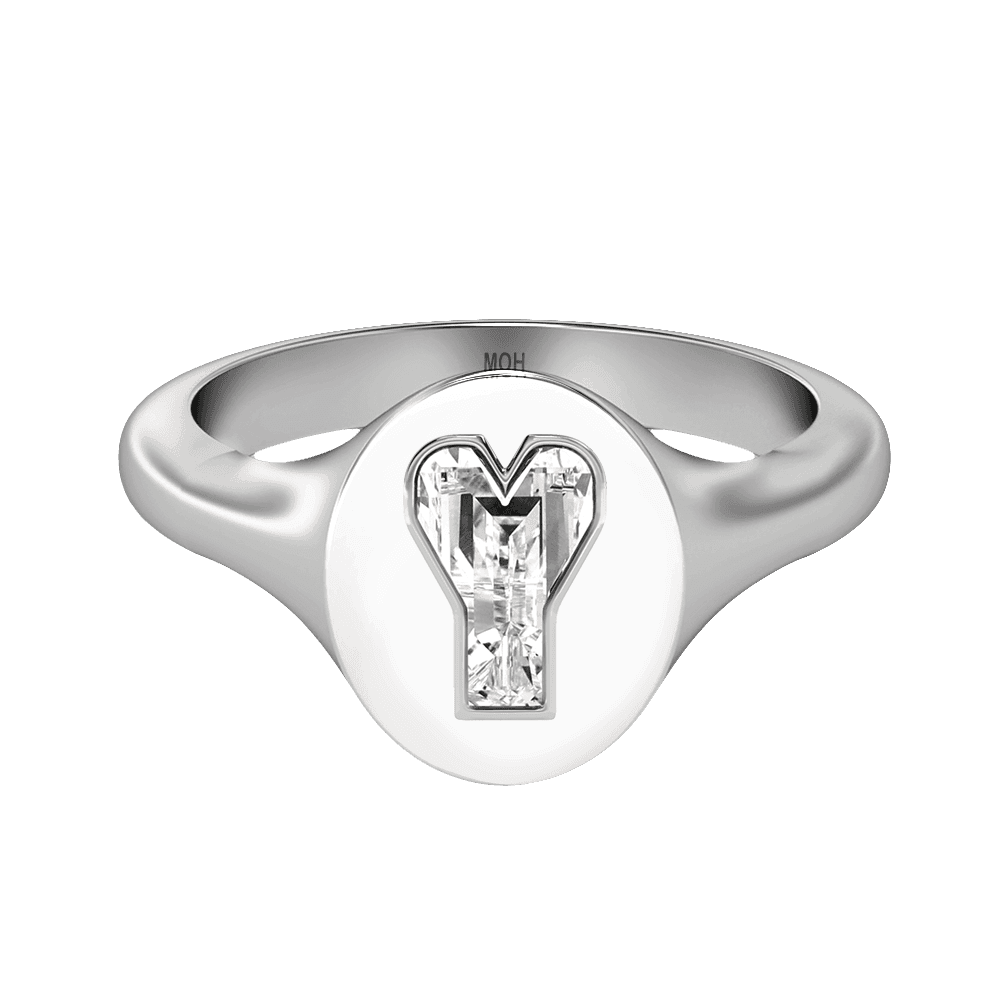 Y Letter Alphabet Signet Ring