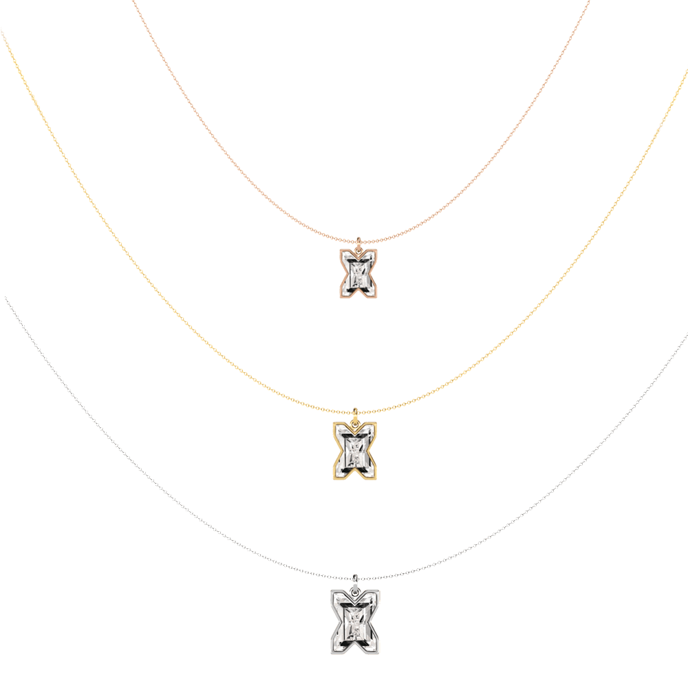 X Letter Alphabet Pendant in 18k Rose Gold — view 4