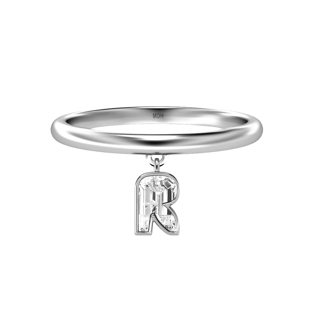 R Letter Alphabet Drop Ring