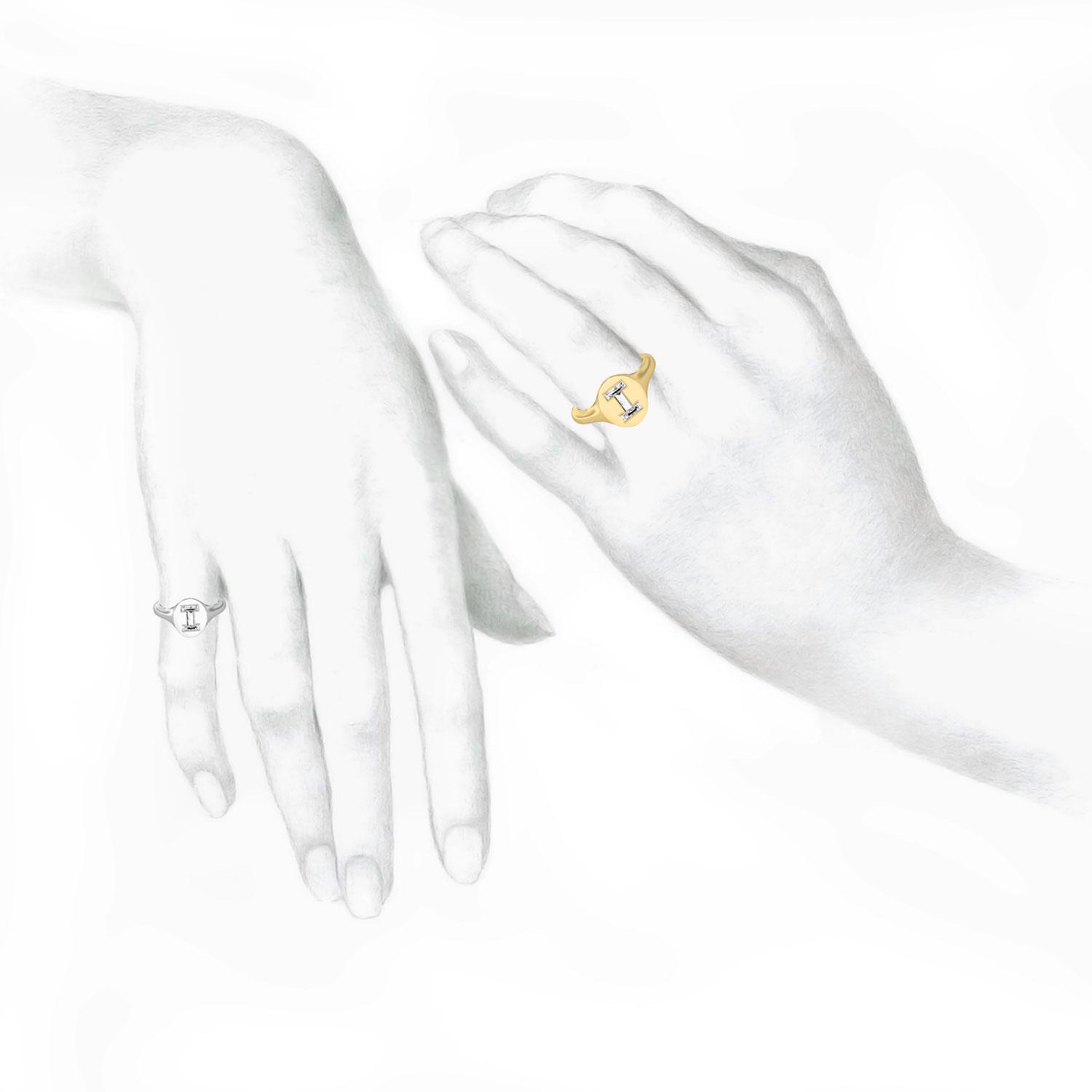 I Letter Alphabet Signet Ring in 18k Yellow Gold — view 3