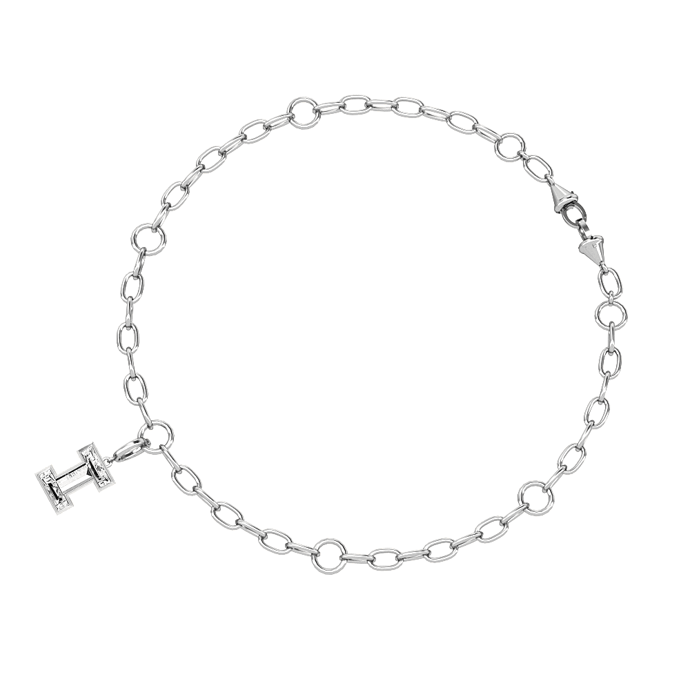 I Letter Alphabet Charm in 18k White Gold — view 3