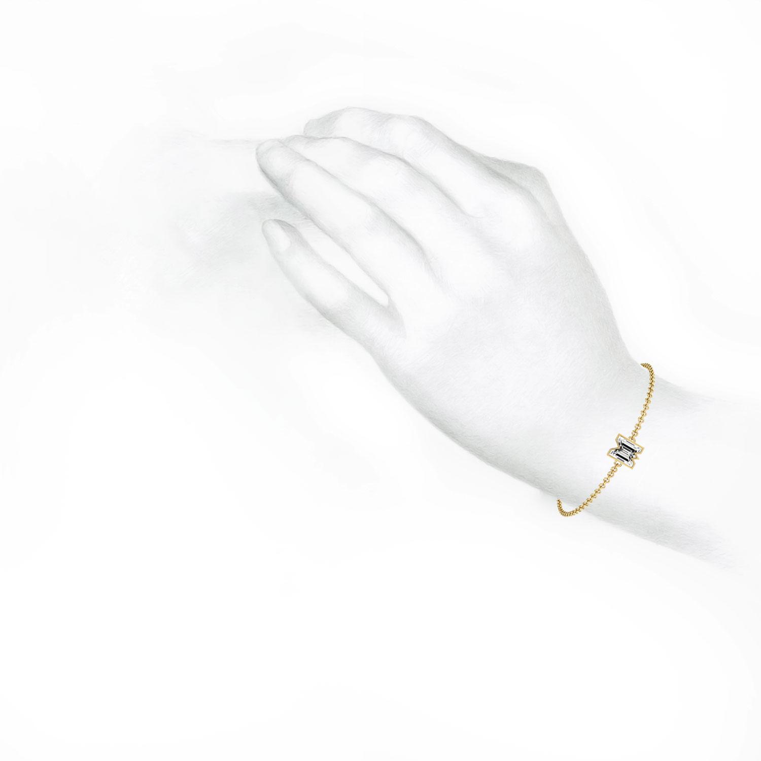 M Letter Alphabet Bracelet in 18k Yellow Gold — view 5