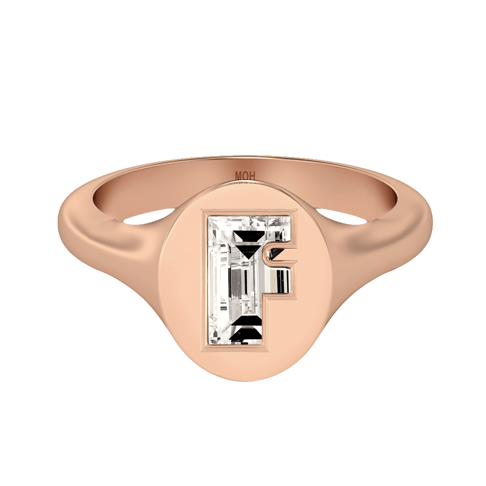 F Letter Alphabet Signet Ring