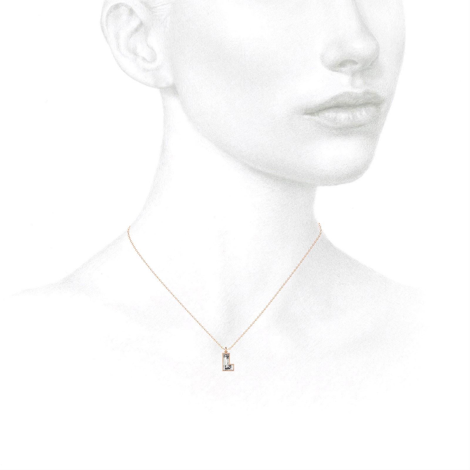 L Letter Alphabet Pendant in 18k Rose Gold — view 3