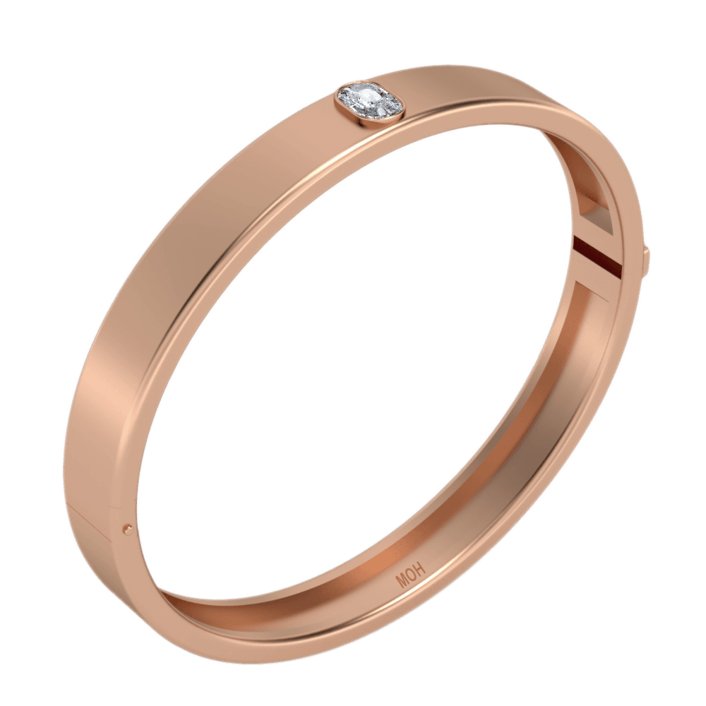 O Letter Alphabet Bangle in 18k Rose Gold — view 2