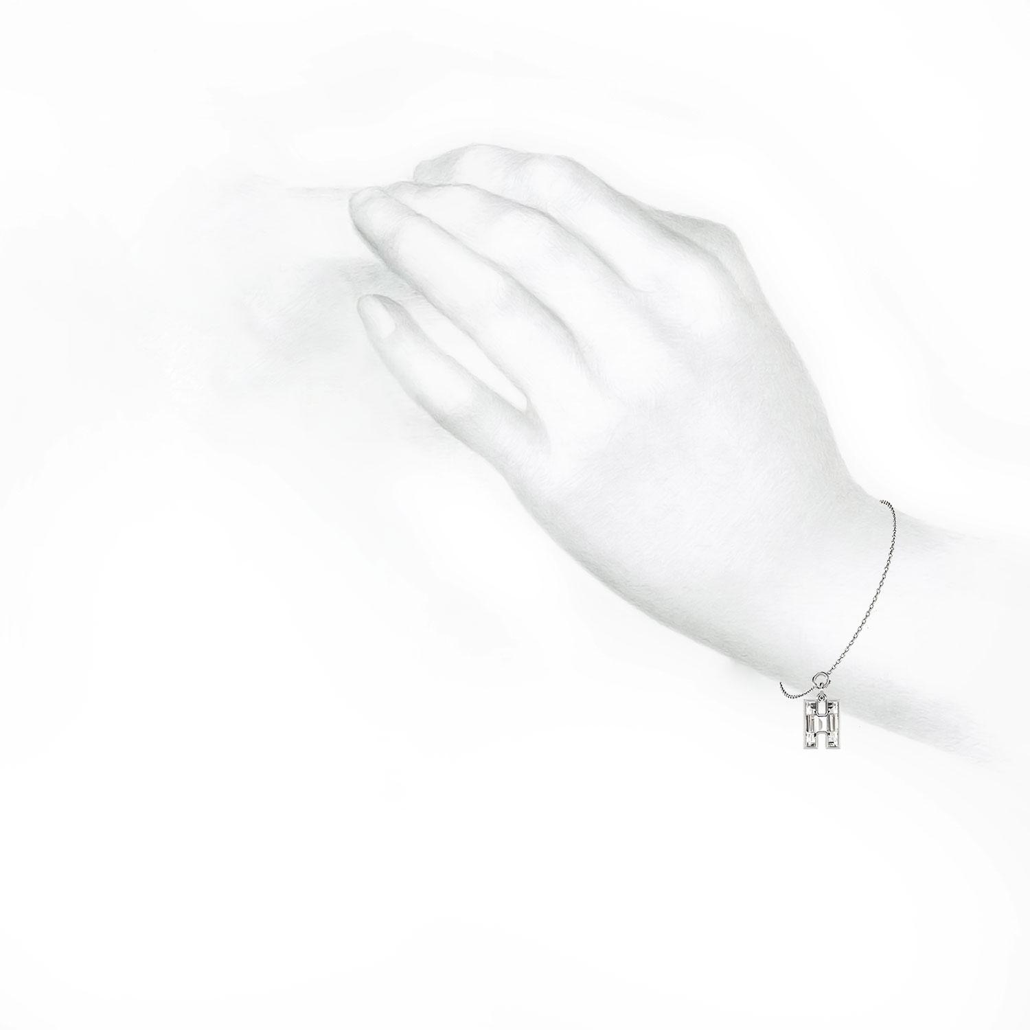 H Letter Alphabet Charm in 18k White Gold — view 4