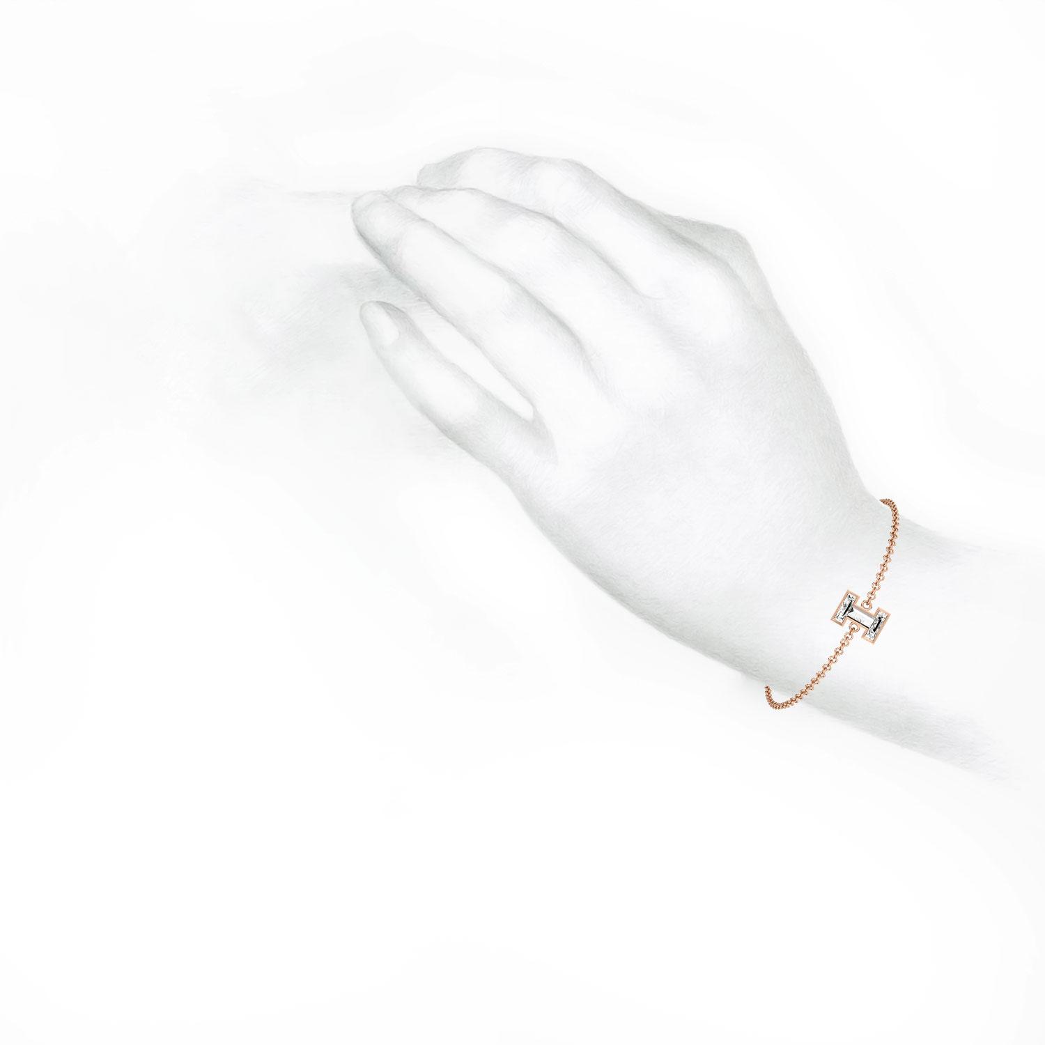 I Letter Alphabet Bracelet in 18k Rose Gold — view 5