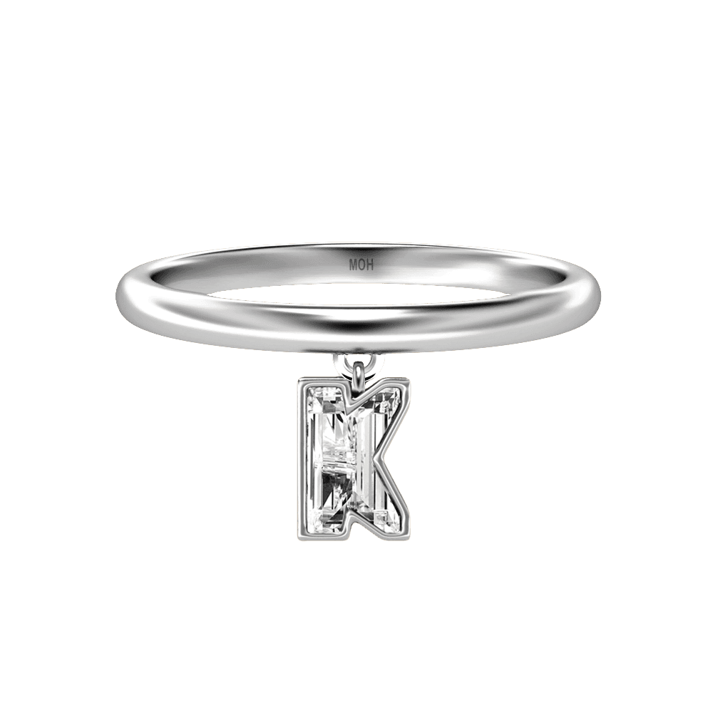 K Letter Alphabet Drop Ring