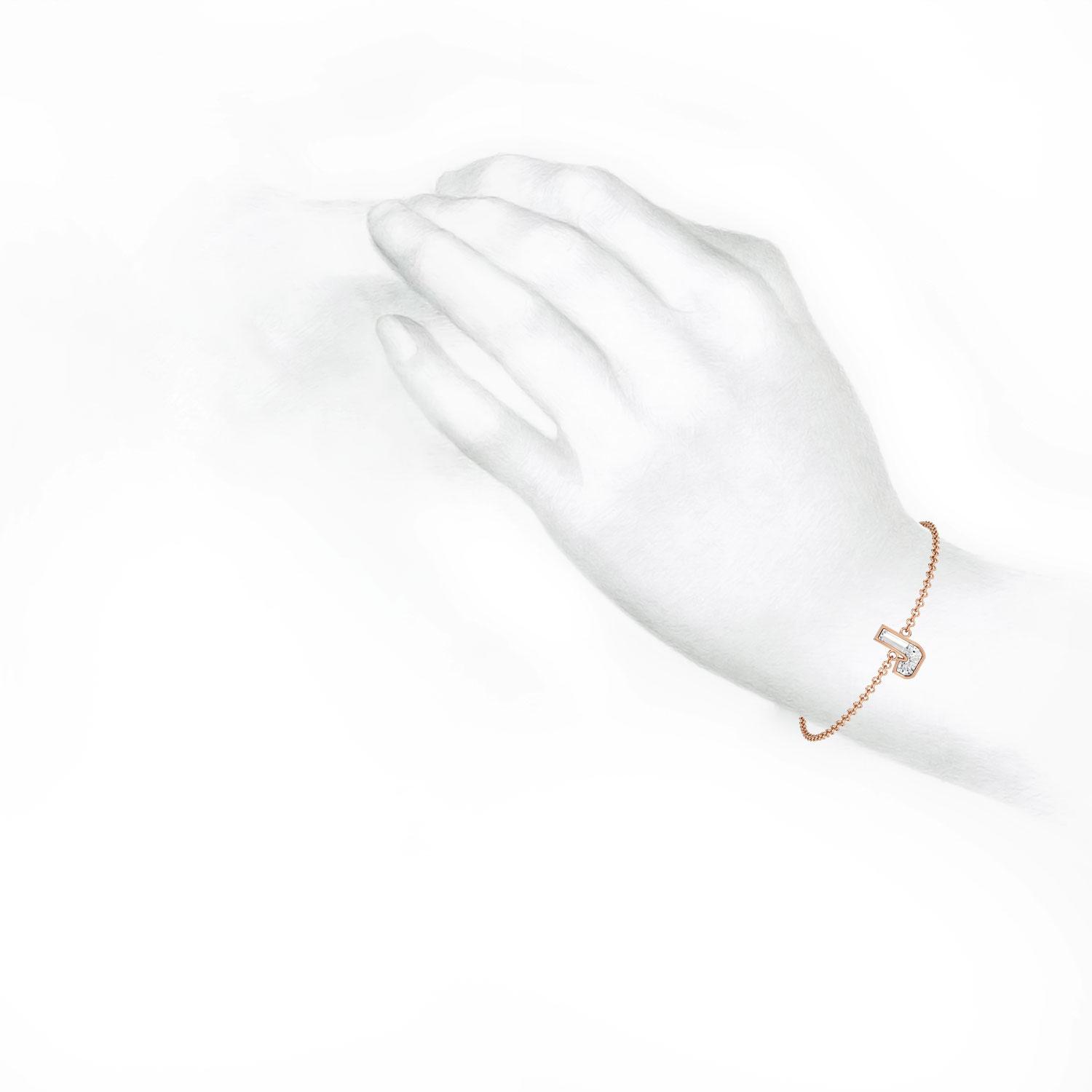 J Letter Alphabet Bracelet in 18k Rose Gold — view 5