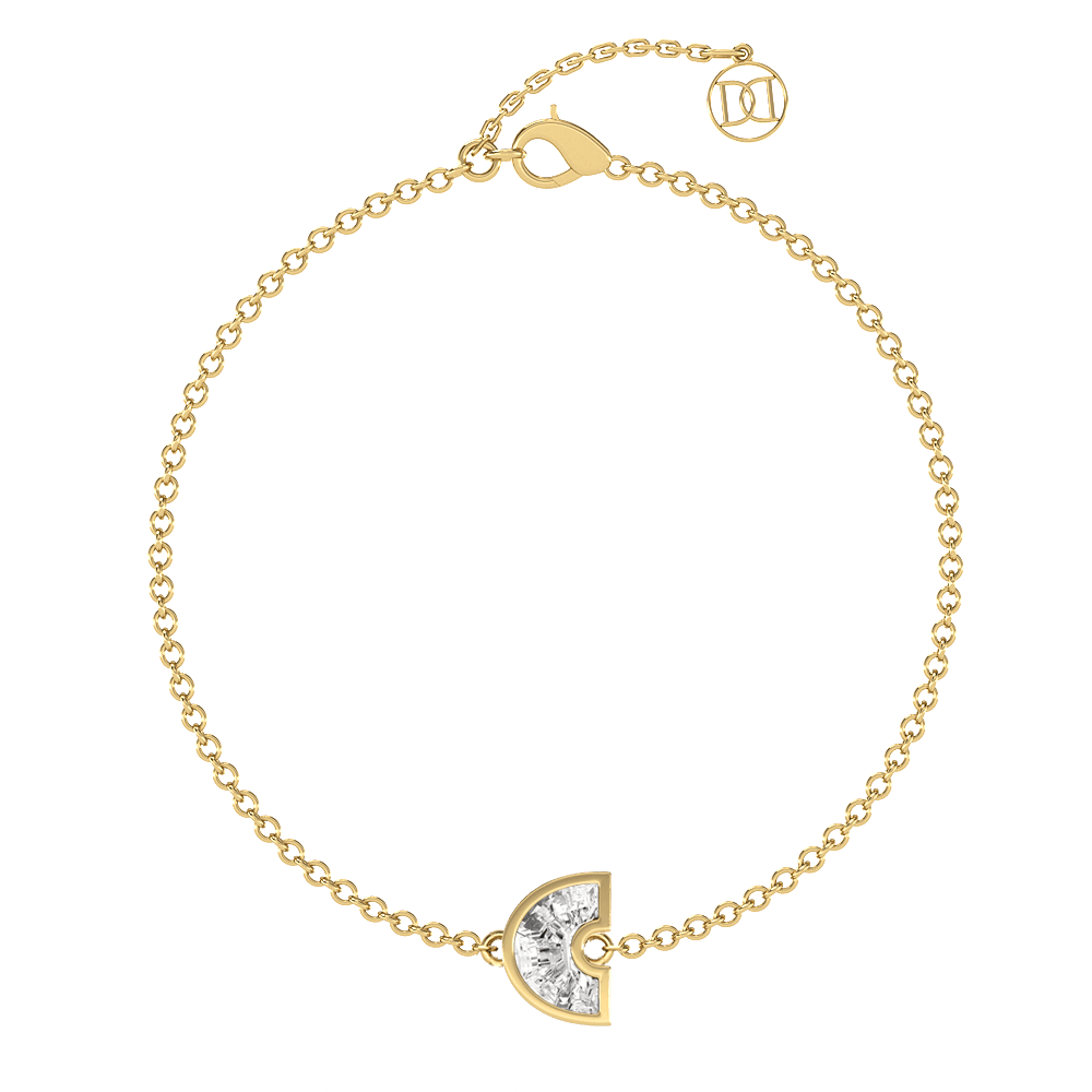 C Letter Alphabet Bracelet in 18k Yellow Gold — view 4