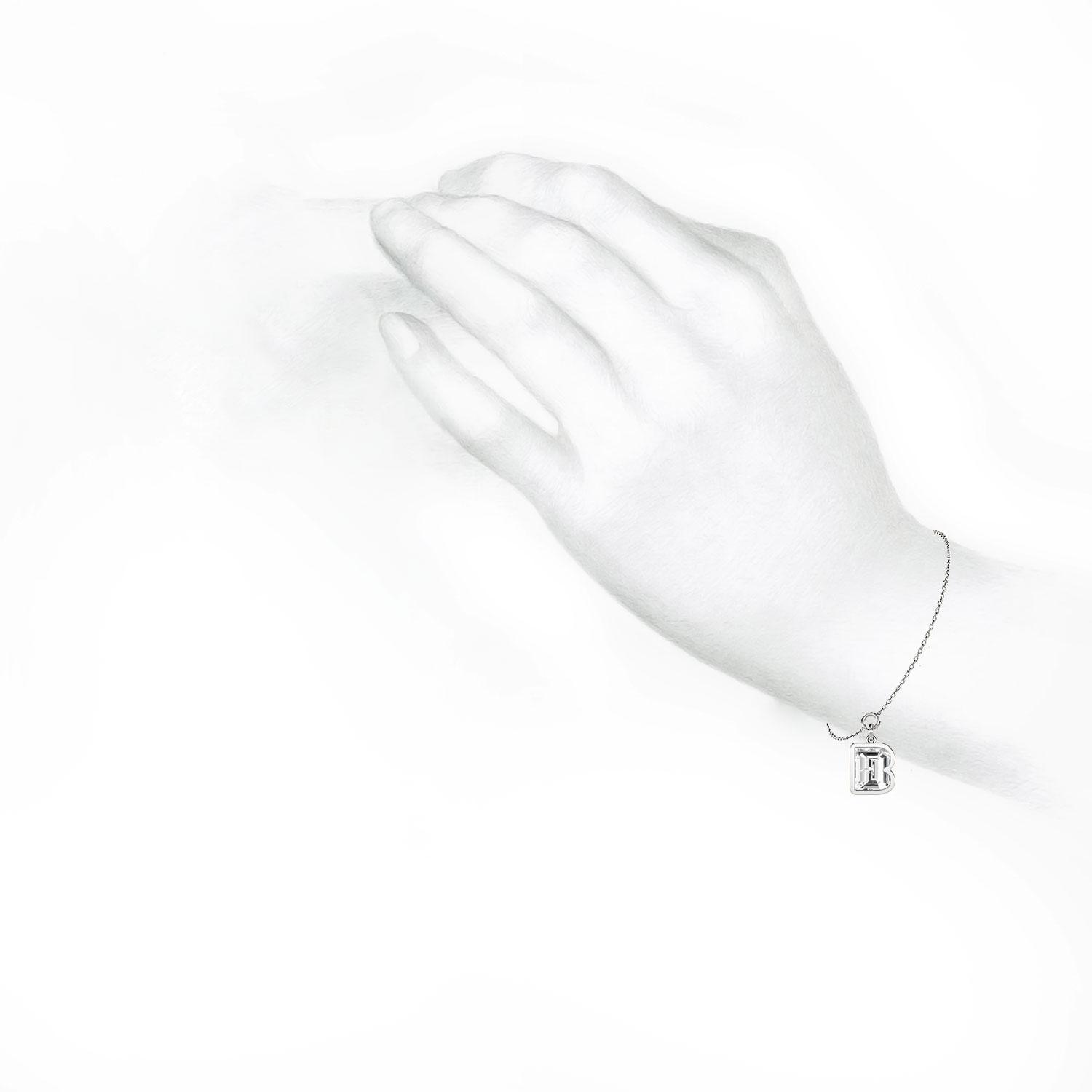 B Letter Alphabet Charm in 18k White Gold — view 4