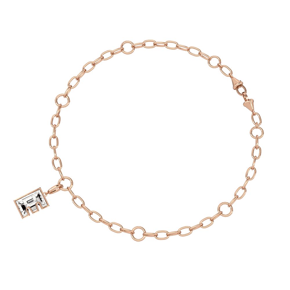 E Letter Alphabet Charm in 18k Rose Gold — view 3