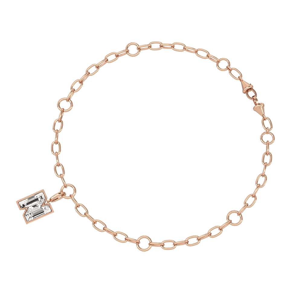 N Letter Alphabet Charm in 18k Rose Gold — view 3