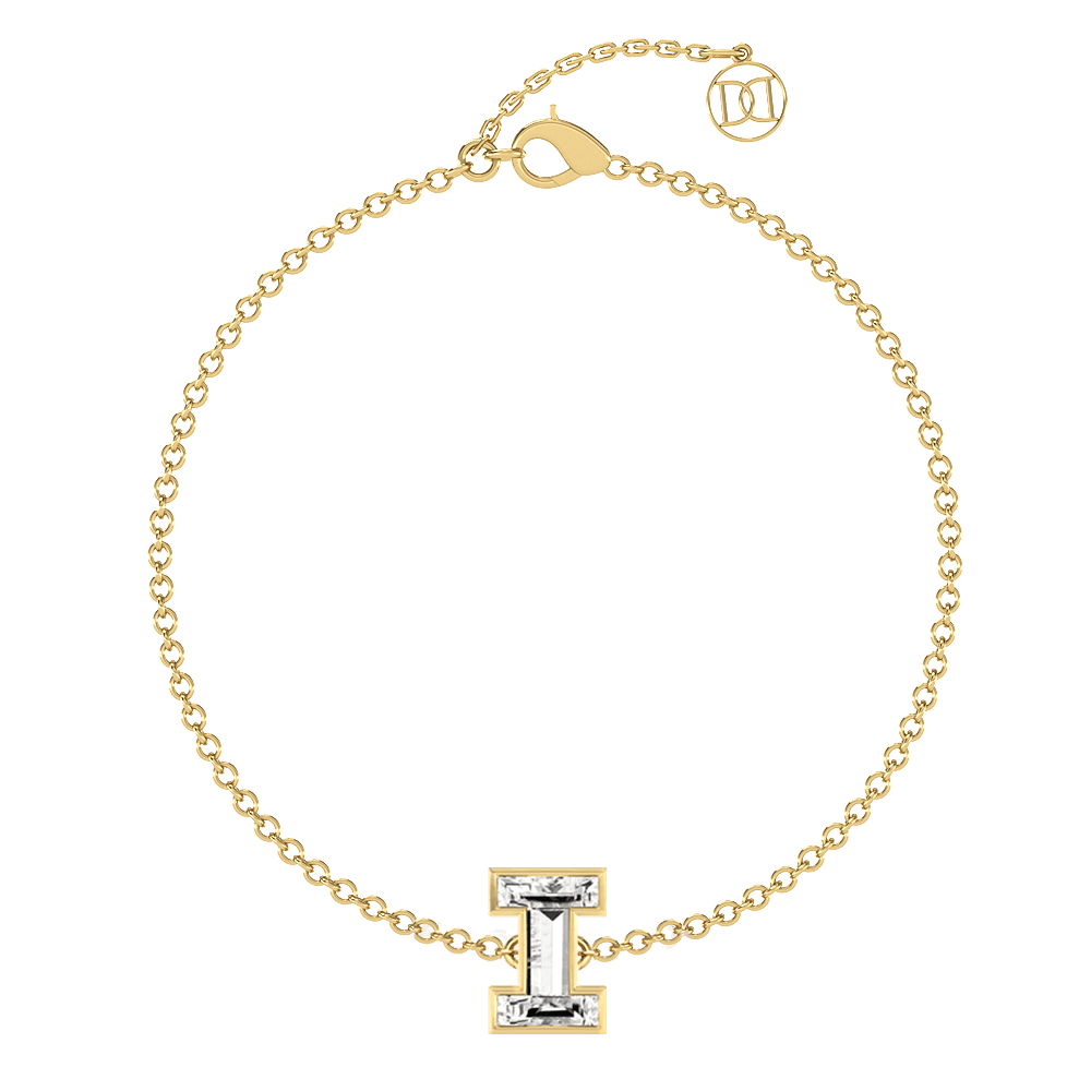 I Letter Alphabet Bracelet in 18k Yellow Gold — view 4