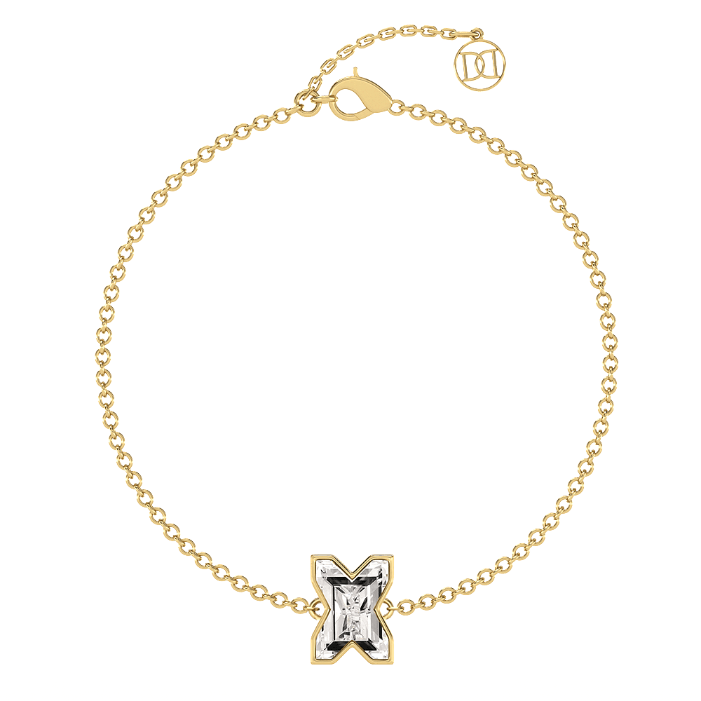 X Letter Alphabet Bracelet in 18k Yellow Gold — view 4