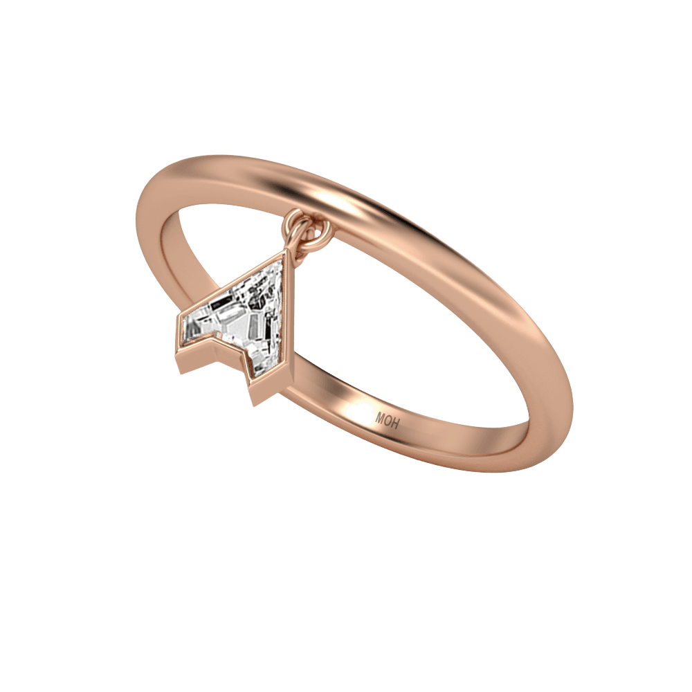 A Letter Alphabet Drop Ring in 18k Rose Gold — view 2