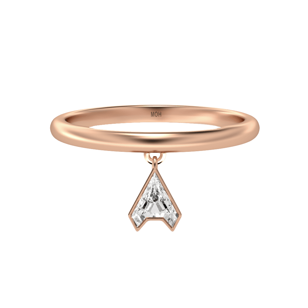 A Letter Alphabet Drop Ring in 18k Rose Gold