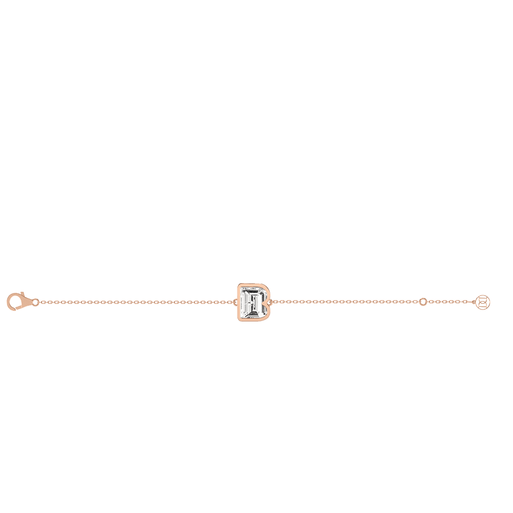 B Letter Alphabet Bracelet in 18k Rose Gold — view 2