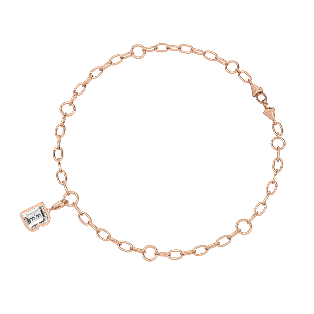 B Letter Alphabet Charm in 18k Rose Gold — view 3