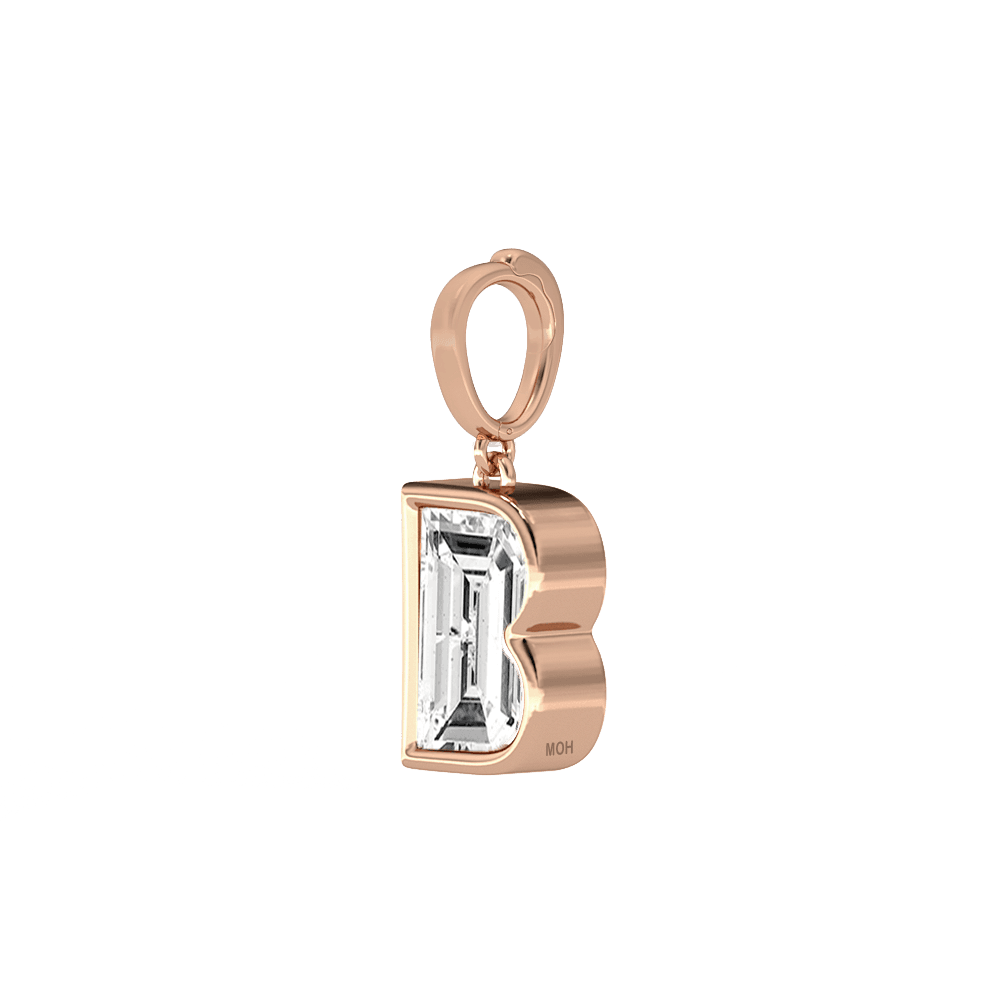 B Letter Alphabet Charm in 18k Rose Gold — view 2