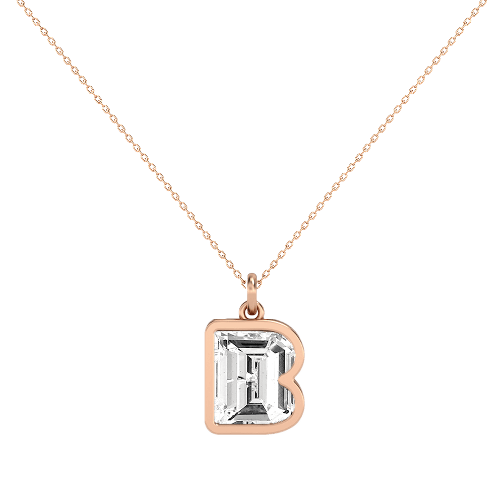 B Letter Alphabet Pendant in 18k Rose Gold