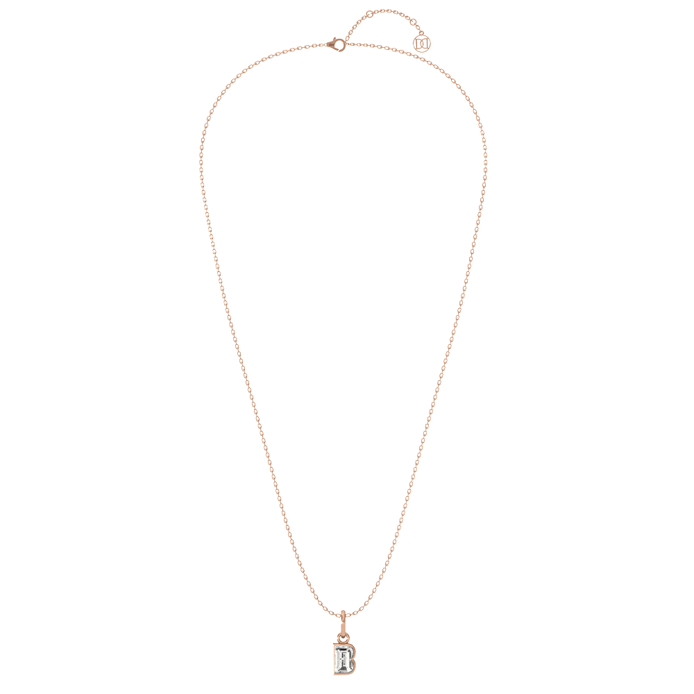 B Letter Alphabet Pendant in 18k Rose Gold — view 2
