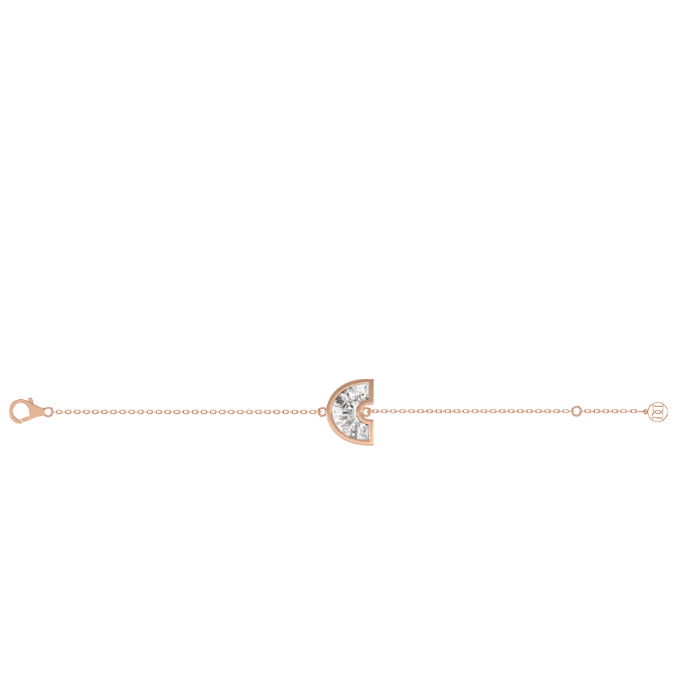 C Letter Alphabet Bracelet in 18k Rose Gold — view 2