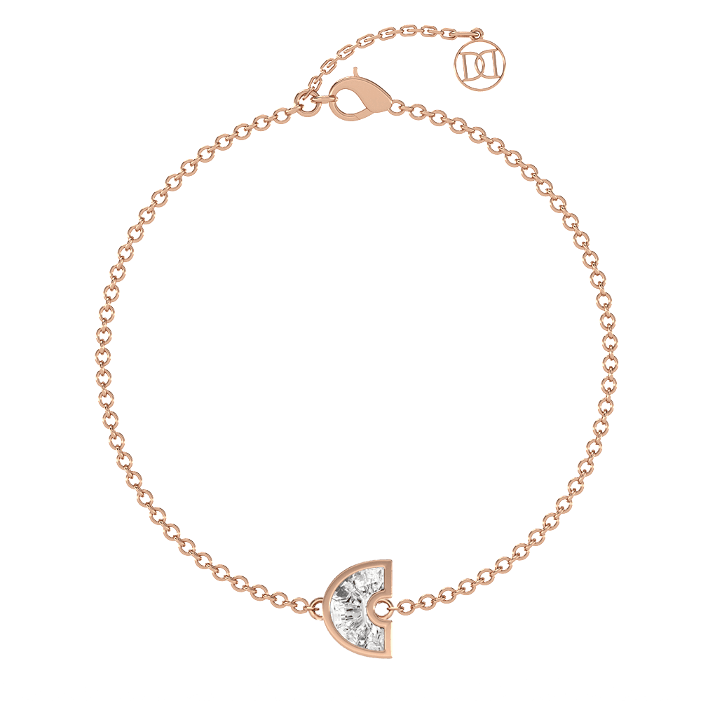 C Letter Alphabet Bracelet in 18k Rose Gold — view 4