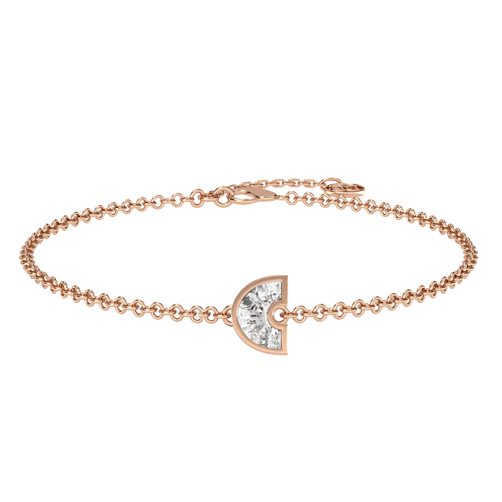 C Letter Alphabet Bracelet in 18k Rose Gold