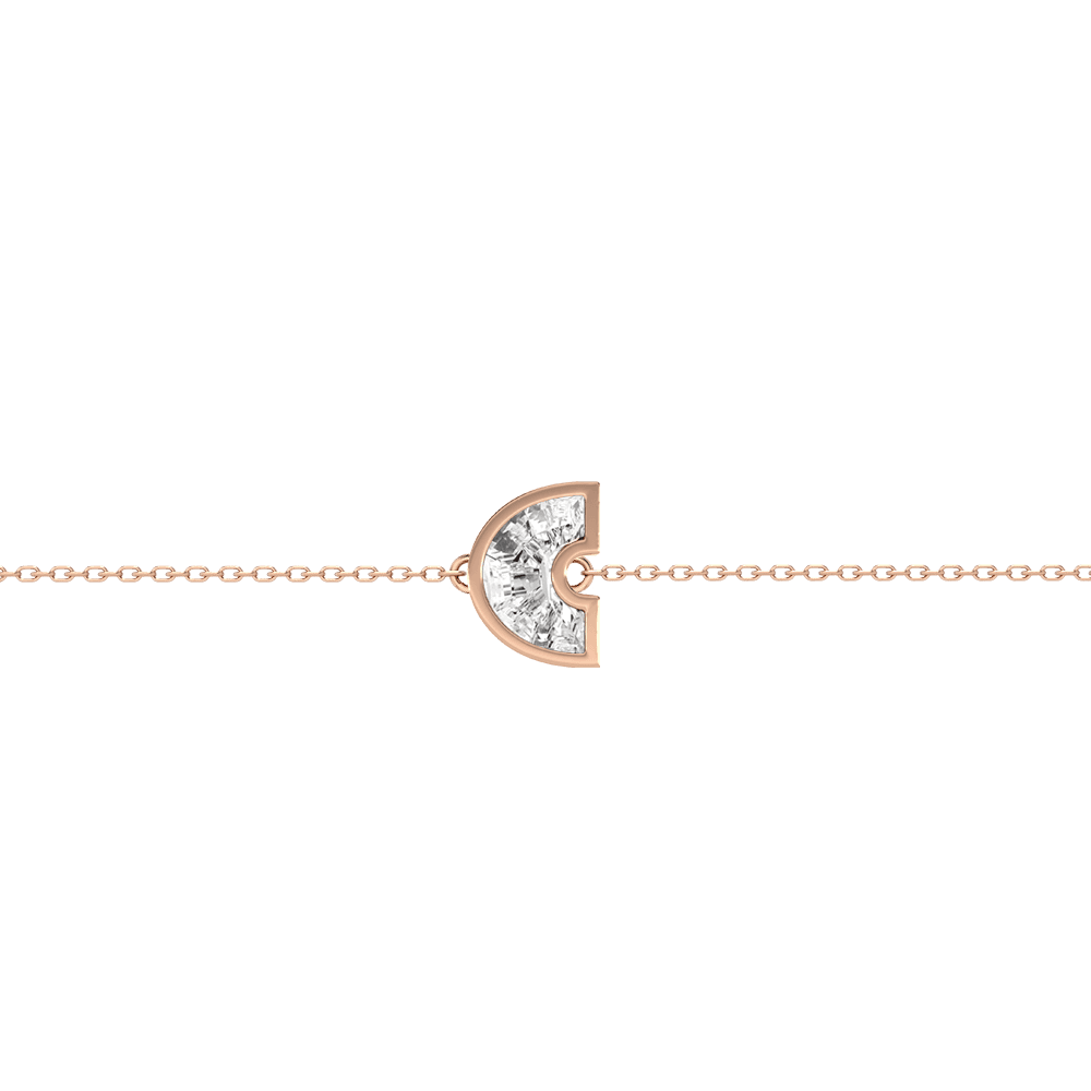 C Letter Alphabet Bracelet in 18k Rose Gold — view 3