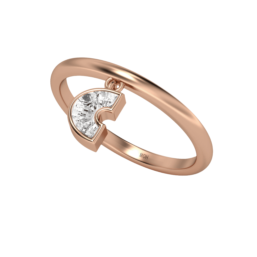 C Letter Alphabet Drop Ring in 18k Rose Gold — view 2