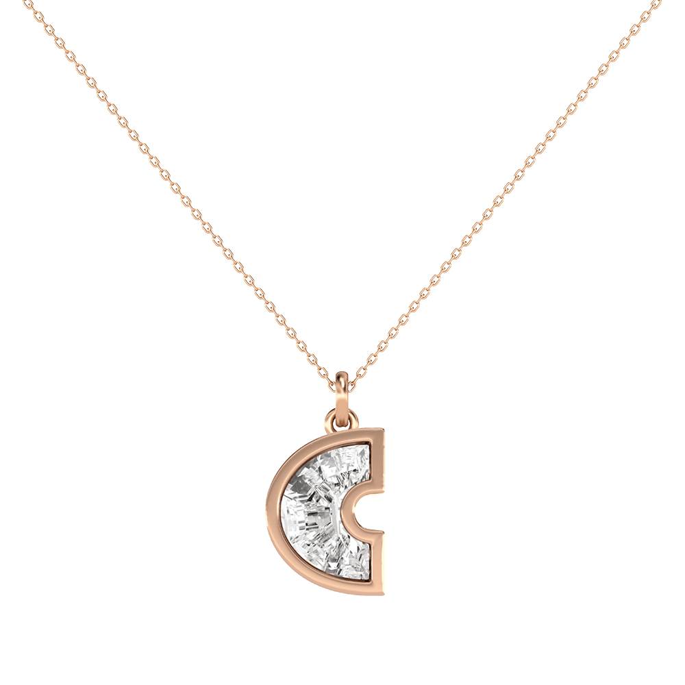 C Letter Alphabet Pendant in 18k Rose Gold