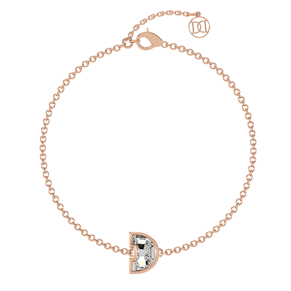 D Letter Alphabet Bracelet in 18k Rose Gold — view 4