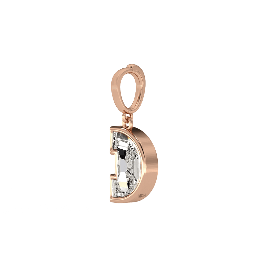 D Letter Alphabet Charm in 18k Rose Gold — view 2