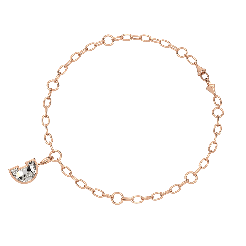 D Letter Alphabet Charm in 18k Rose Gold — view 3