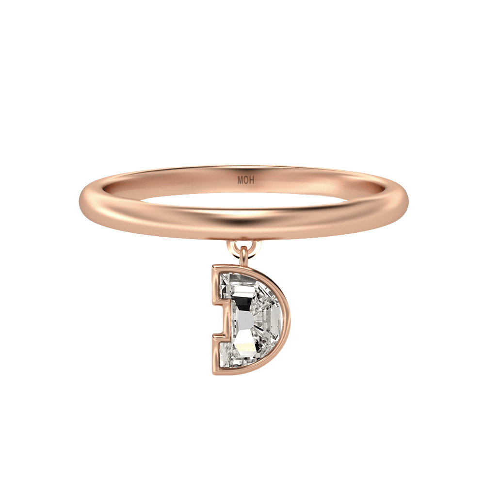 D Letter Alphabet Drop Ring in 18k Rose Gold