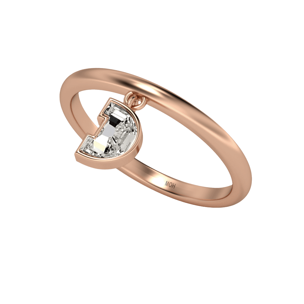 D Letter Alphabet Drop Ring in 18k Rose Gold — view 2