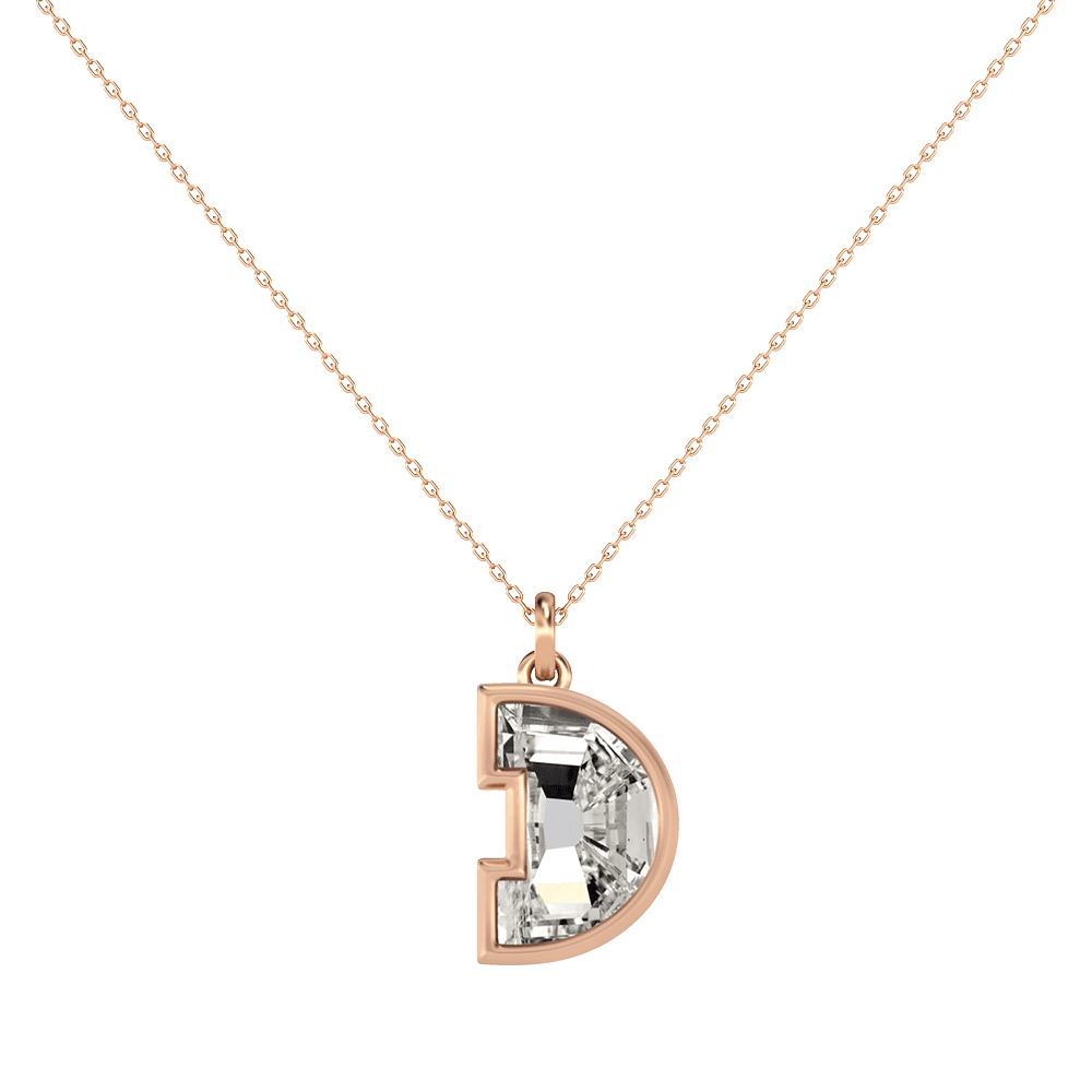 D Letter Alphabet Pendant in 18k Rose Gold