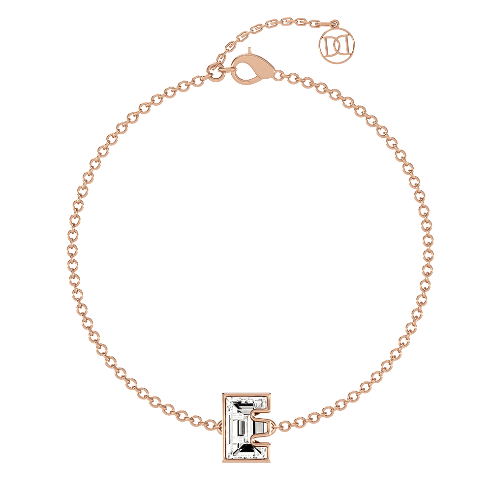 E Letter Alphabet Bracelet in 18k Rose Gold — view 4