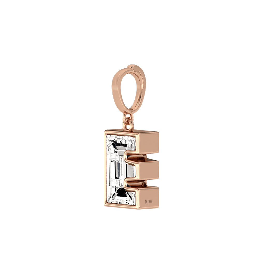 E Letter Alphabet Charm in 18k Rose Gold — view 2